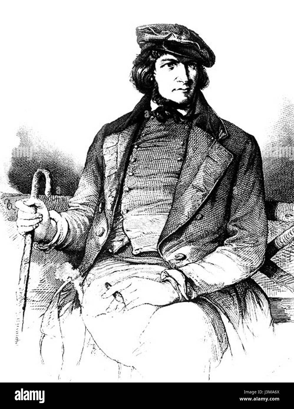 Heinrich Hoffmann von Fallersleben (1798–1874) è stato un poeta e filologo tedesco noto per aver scritto i testi dell'inno nazionale tedesco. I suoi contributi alla letteratura e alla linguistica sono significativi, con particolare attenzione ai contesti culturali e storici del suo lavoro. Foto Stock