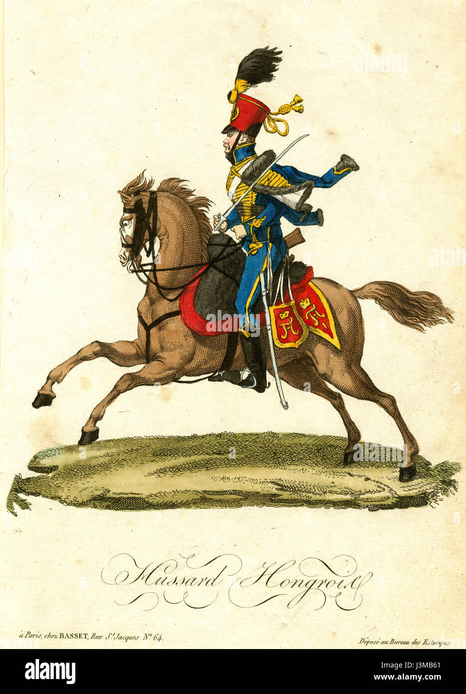 Il termine "Hussard Hongrois" si riferisce agli ussari ungheresi, un'unità militare nota per il loro ruolo nell'esercito europeo del XIX secolo. Questi soldati furono riconosciuti per le loro uniformi distintive, le tattiche di cavalleria e la partecipazione alle battaglie chiave. Foto Stock