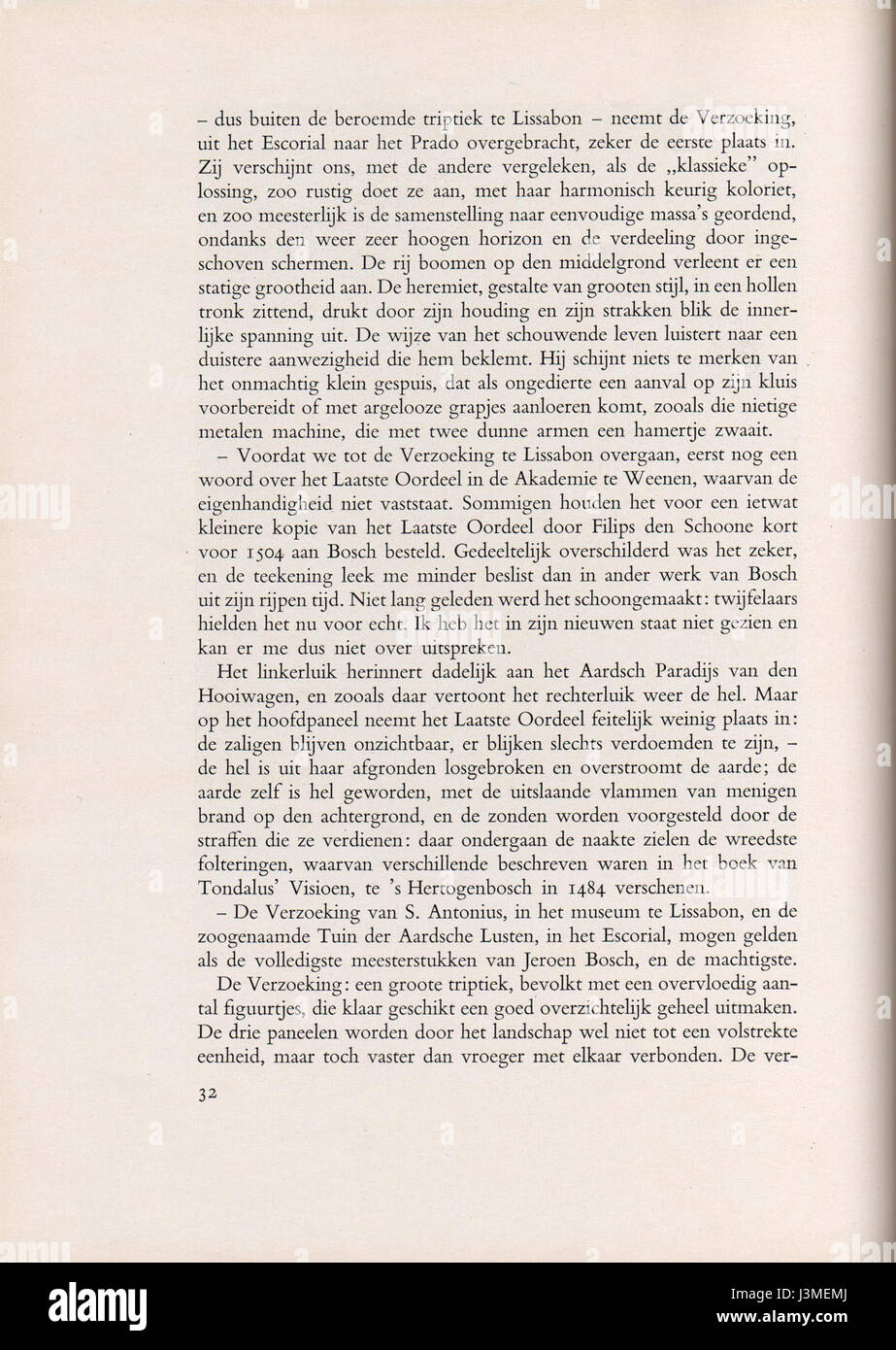 Hieronymus Bosch porta il prof. Il Dott. A. Vermeylen derde druk p 32 Foto Stock