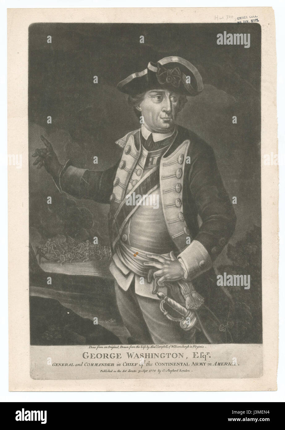 George Washington Esqr. Generale e Comandante in Capo dell'esercito continentale in America (NYPL B12610206 424965) Foto Stock