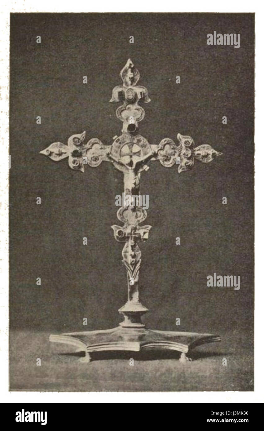 Una croce reliquiaria del HÃ´tel-Dieu-le-Comte, un ospedale storico in Francia, noto per il suo significato religioso e medico. Foto Stock