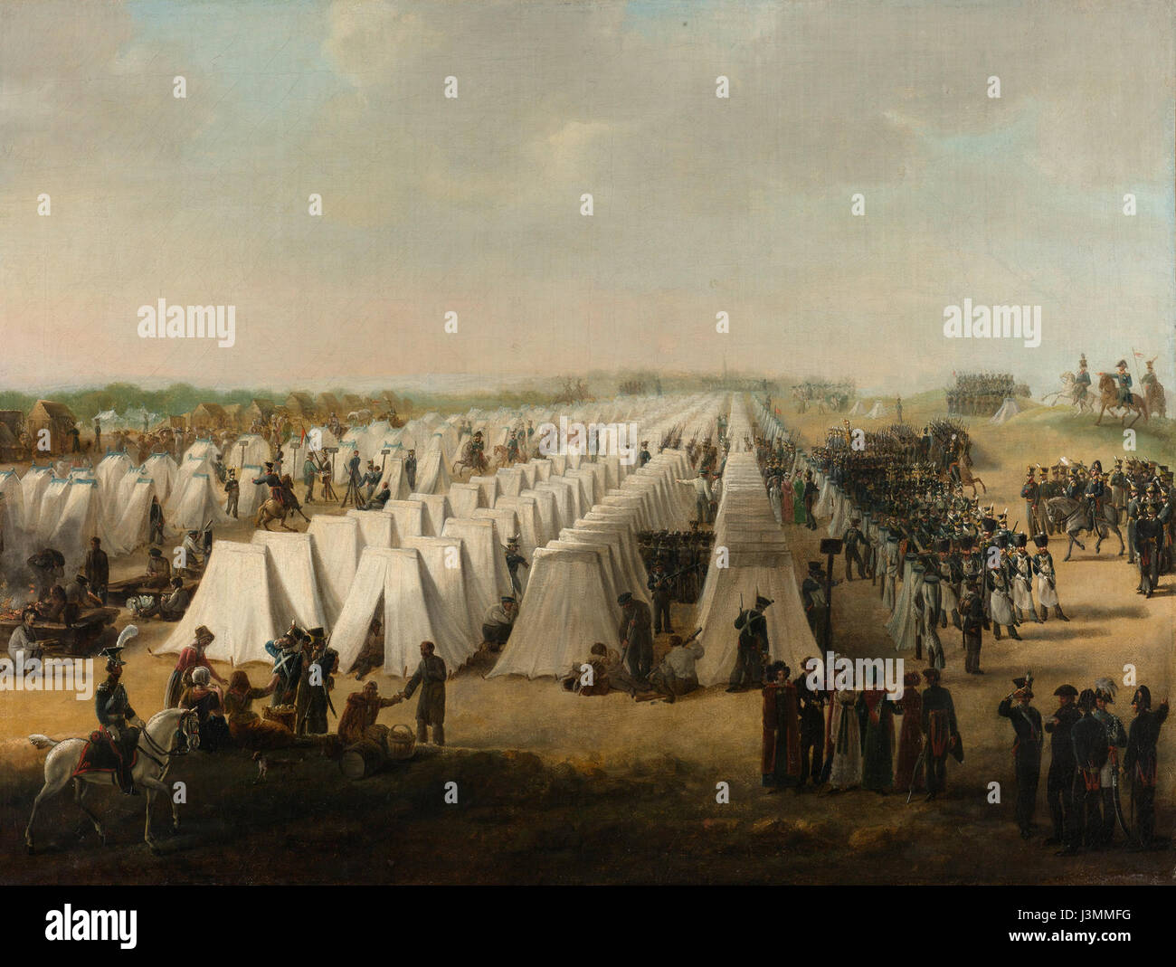 "Het legerkamp a Rijen" è un'opera d'arte ospitata nel Rijksmuseum, che raffigura un campo militare a Rijen, nei Paesi Bassi, che offre informazioni sulla vita militare olandese nel XVII secolo. Foto Stock