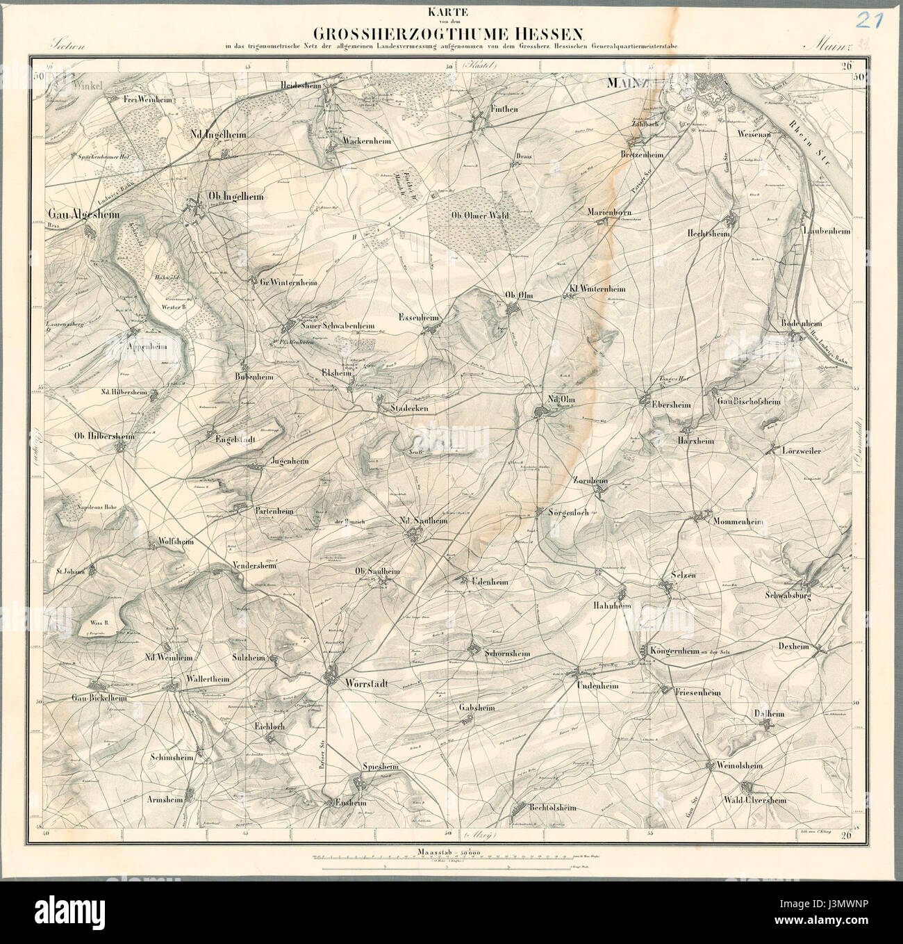 Questo titolo si riferisce a una mappa del Granducato d'Assia, che copre il periodo dal 1832 al 1850, mostrando probabilmente confini politici, città e caratteristiche geografiche durante quel periodo. Foto Stock