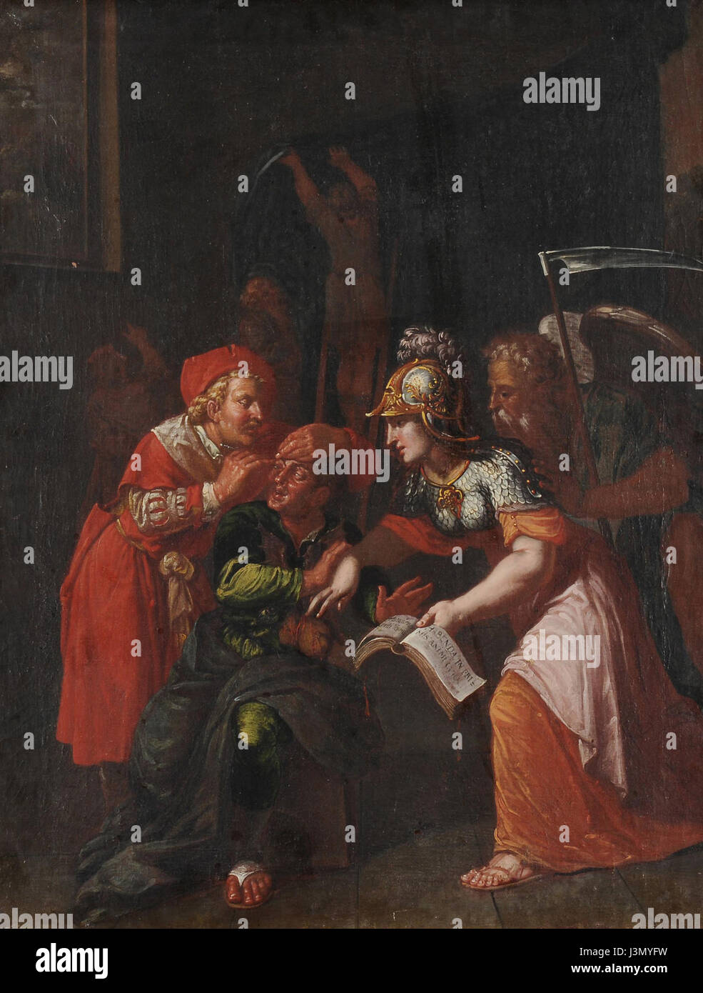 Questa frase latina, "Habenda in primis animi cura”, si traduce in "la cura della mente deve venire prima di tutto”. Riflette l'importanza della salute mentale e del benessere nel pensiero filosofico e nello sviluppo personale. Foto Stock