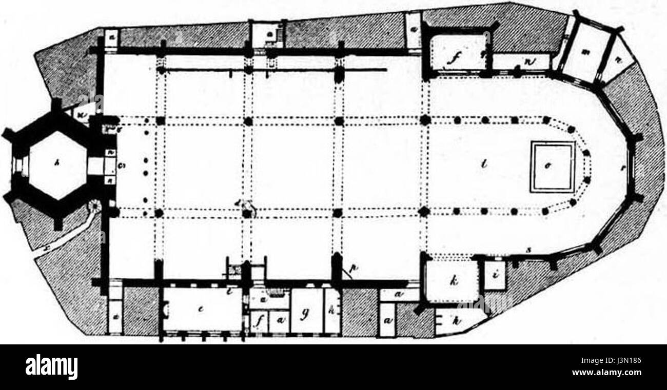 Una fotografia del Grote Kerk a l'Aia prima del suo restauro, che mostra le sue caratteristiche architettoniche. Foto Stock