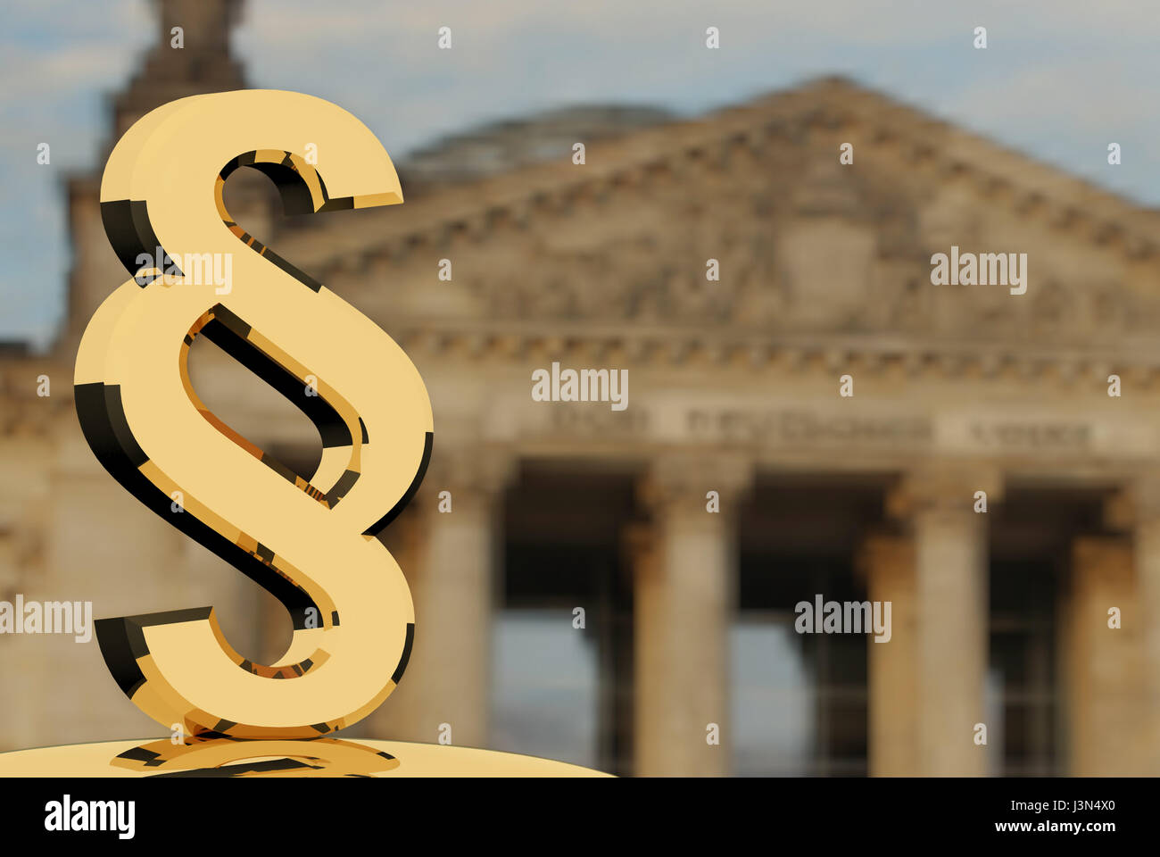 Oro simbolo del paragrafo sulla corte sfondo Foto Stock
