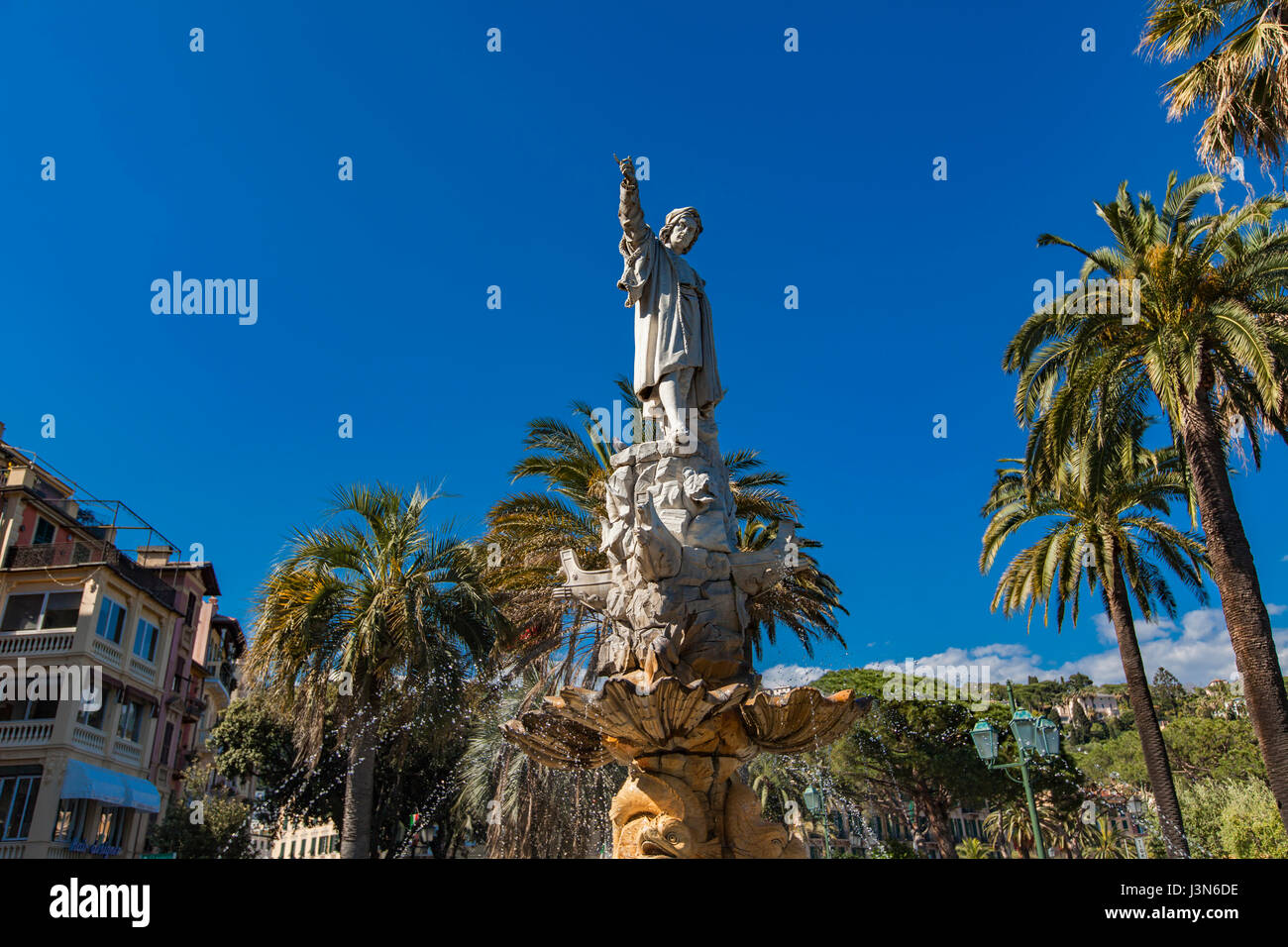 Monumento a Cristoforo Colombo a Santa Margherita Ligure, Italia Foto Stock