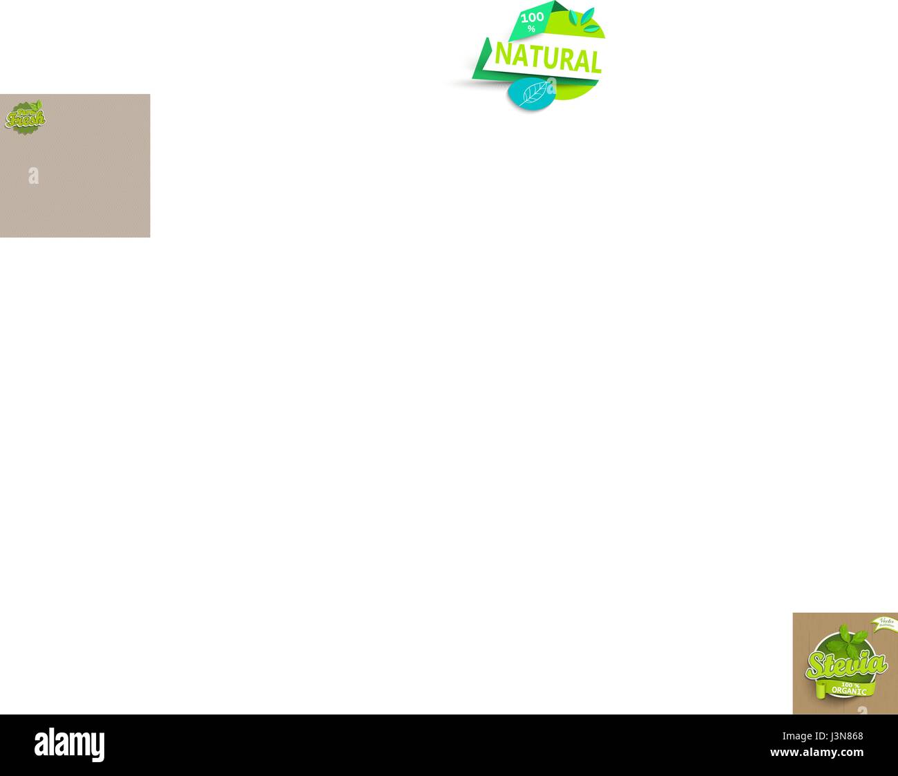 Verde il logo di Stevia caratteri tipografici etichetta alimentare o un adesivo. Concetto per il mercato degli agricoltori, cibo organico, prodotto naturale design.illustrazione vettoriale. Illustrazione Vettoriale