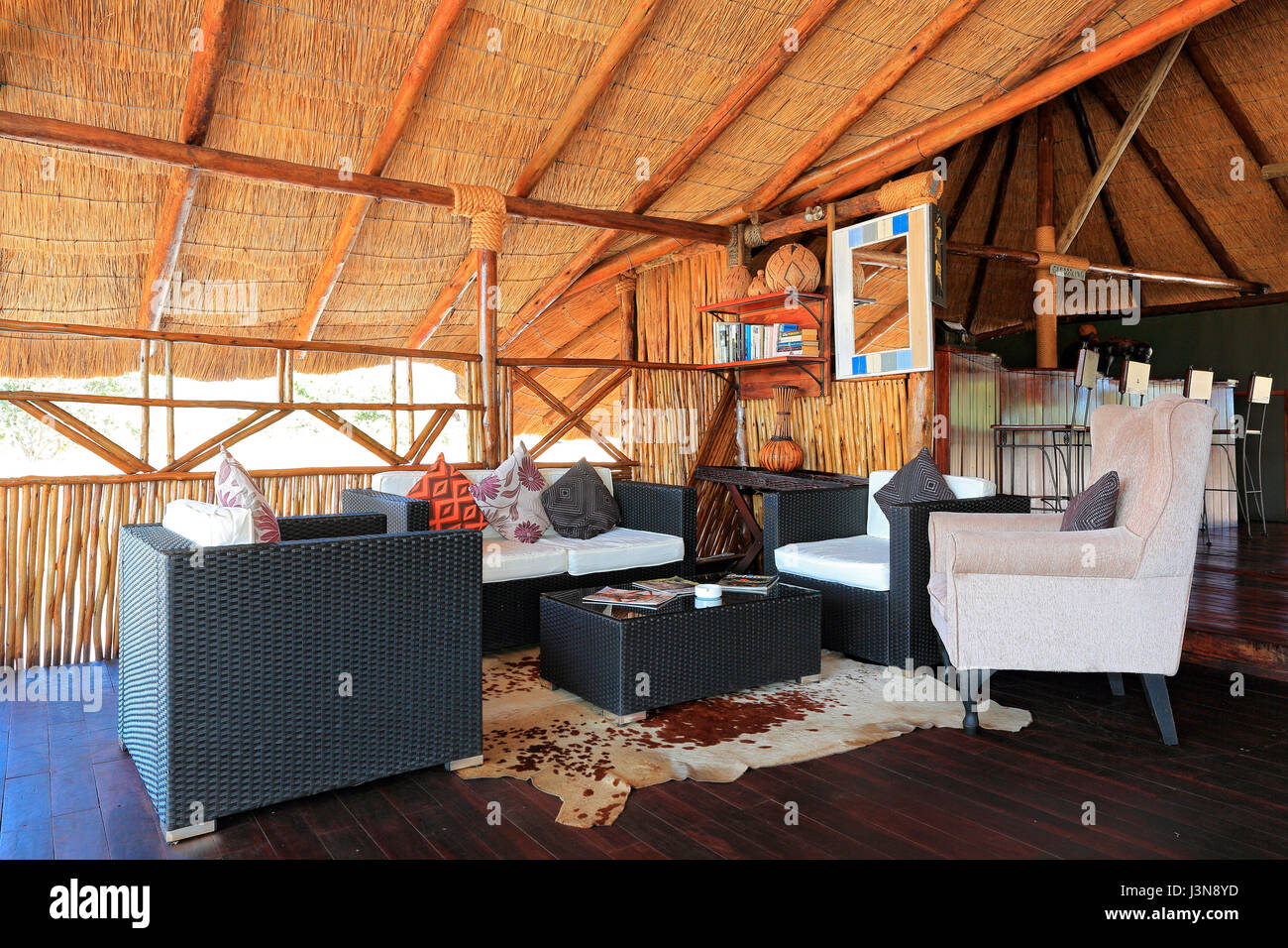 Lounge, Lodge, camera, tenda, Savute, Botswana Foto Stock