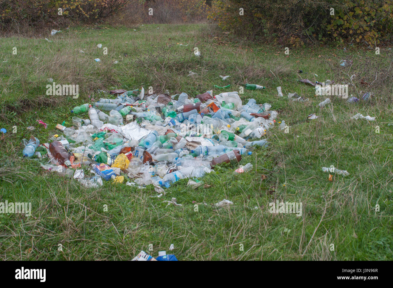 Inquinamento ambientale nel paesaggio protetto, il Racha, Racha-Lechkhumi e Kvemo Svaneti regione, Georgia, nel Caucaso Foto Stock
