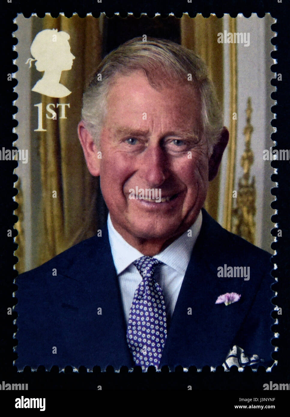 Francobollo. La Gran Bretagna. La regina Elisabetta II. 2016. HM Queen's novantesimo compleanno. Dettaglio del foglio in miniatura HMQ90. Il principe Charles. Foto Stock