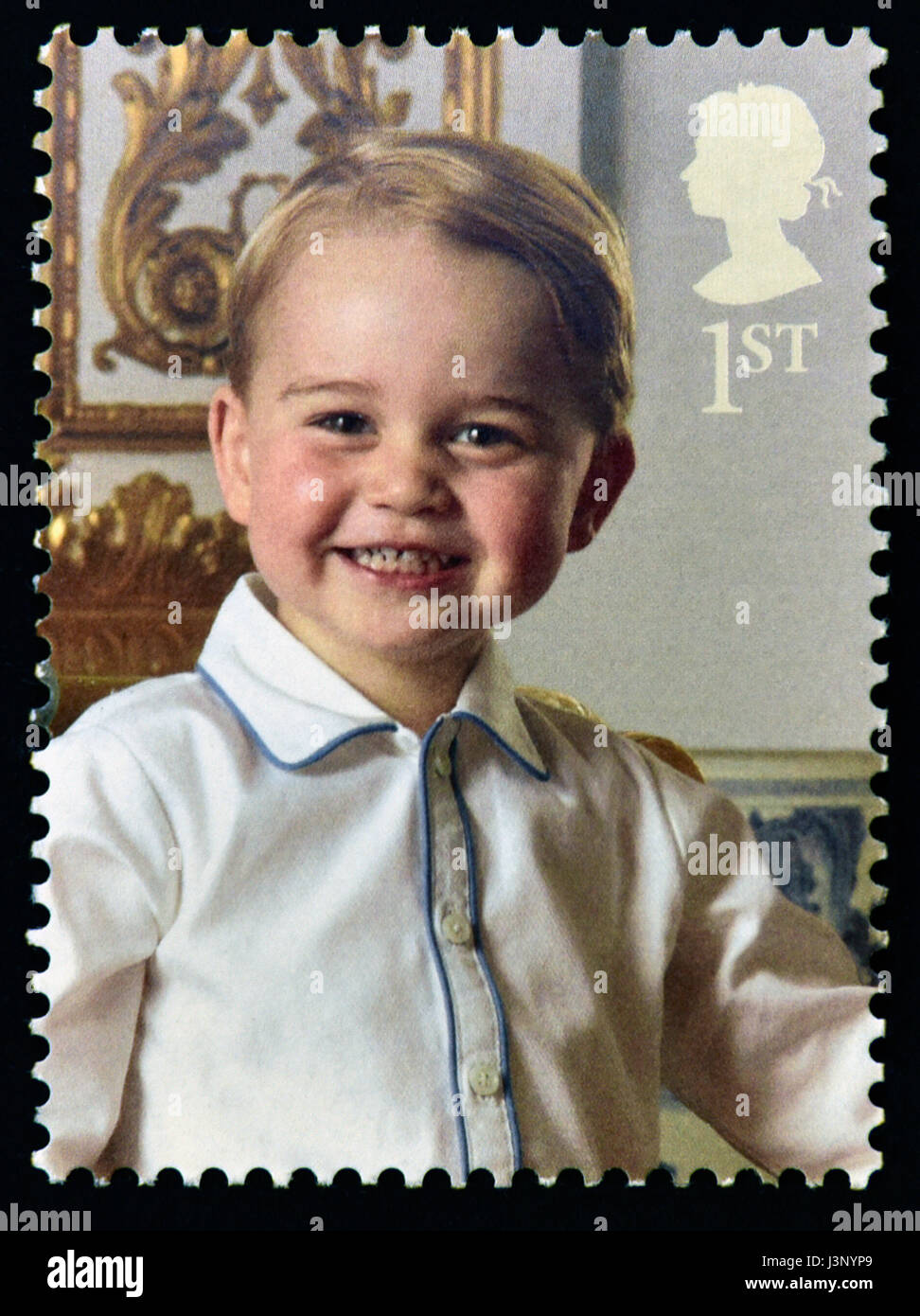 Francobollo. La Gran Bretagna. La regina Elisabetta II. 2016. HM Queen's novantesimo compleanno. Dettaglio del foglio in miniatura HMQ90. Prince George. Foto Stock