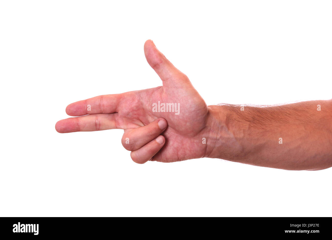 Mano rendendo il gesto della pistola Foto Stock