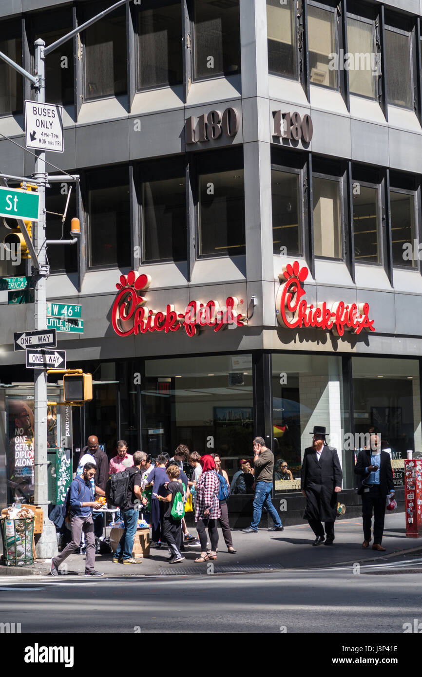 Chick-fil-una facciata, Avenue of the Americas, NYC, STATI UNITI D'AMERICA Foto Stock