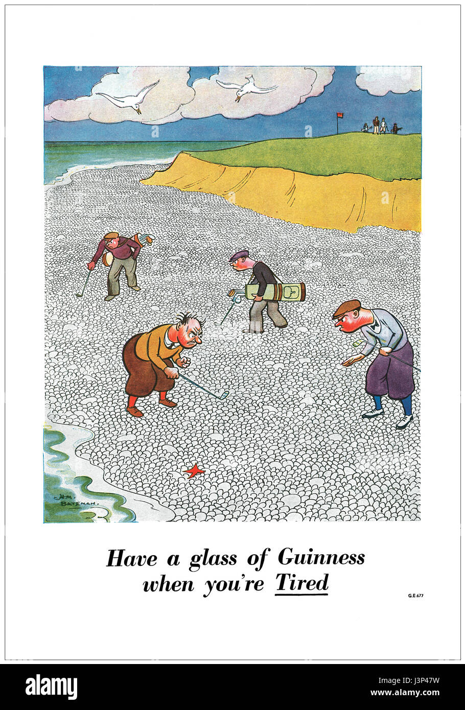 1946 British pubblicità per la birra Guinness, illustrato da H.M. Bateman. Foto Stock