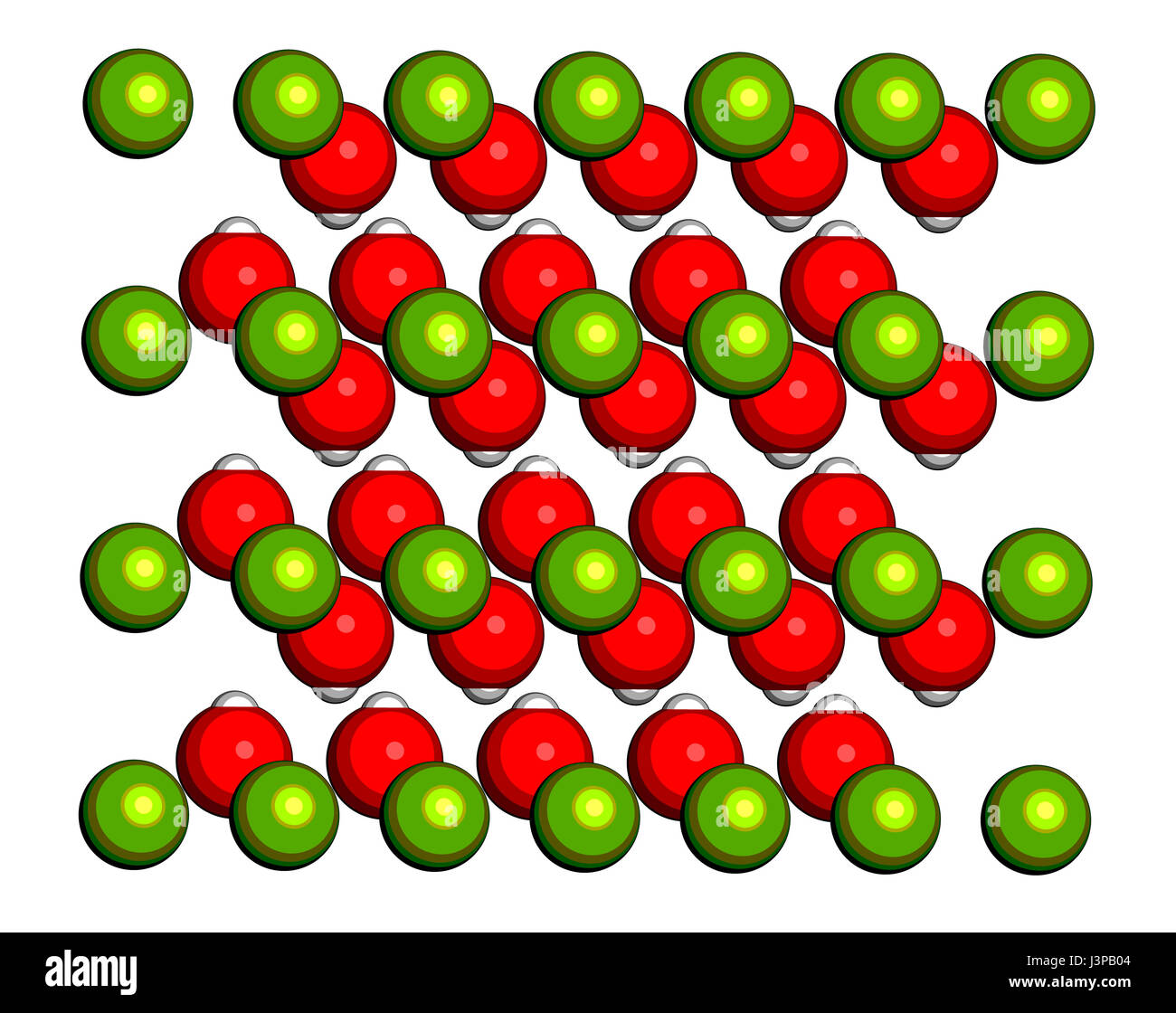 Portlandite (idrossido di calcio, Ca(OH)2, grassello di calce Calce idrata)  minerale, struttura cristallina. Atomi mostrato come sfere (ossigeno,  rosso; idrogeno, rosa Foto stock - Alamy