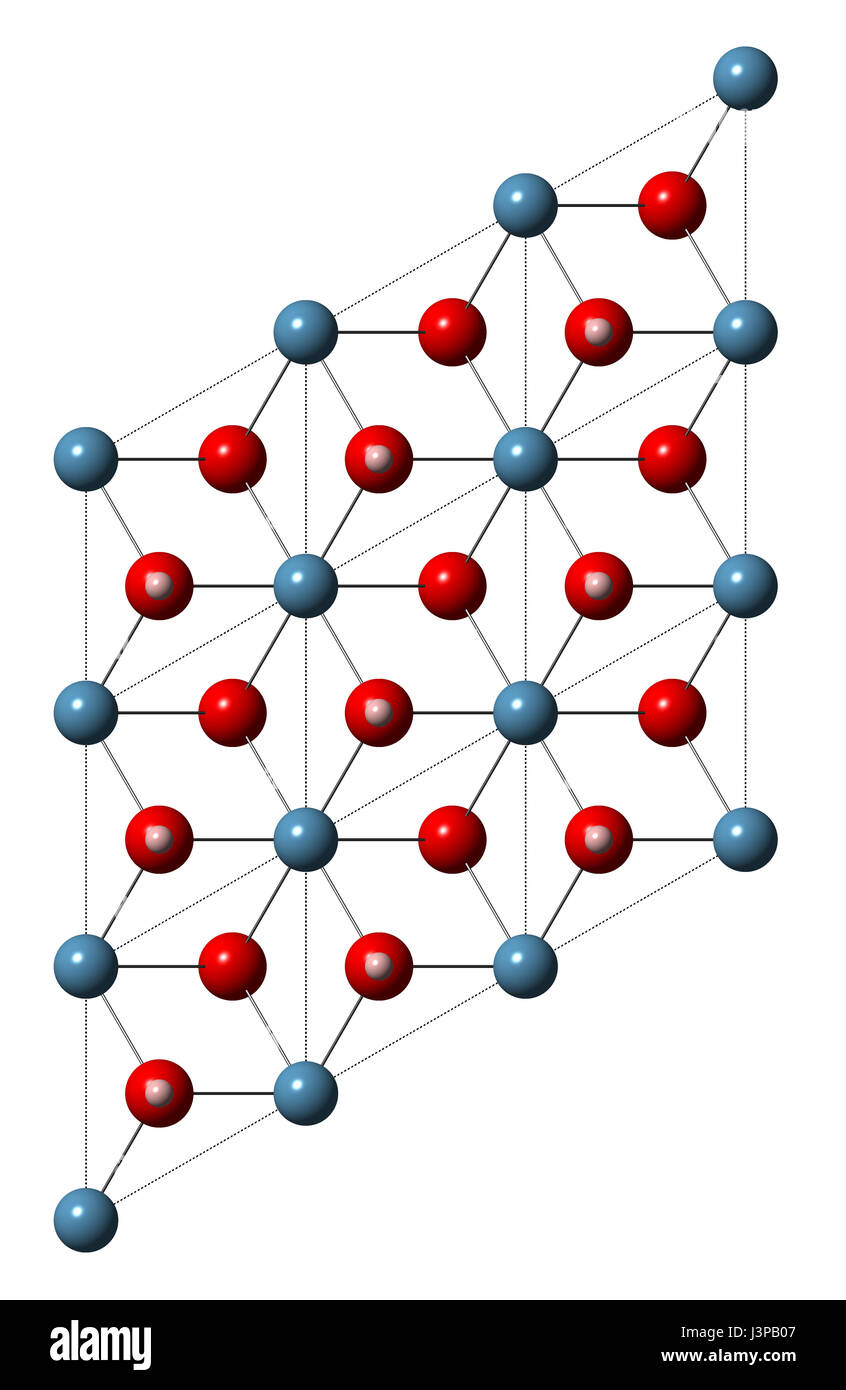 Portlandite (idrossido di calcio, Ca(OH)2, grassello di calce Calce idrata)  minerale, struttura cristallina. Atomi mostrato come sfere (ossigeno,  rosso; idrogeno, rosa Foto stock - Alamy