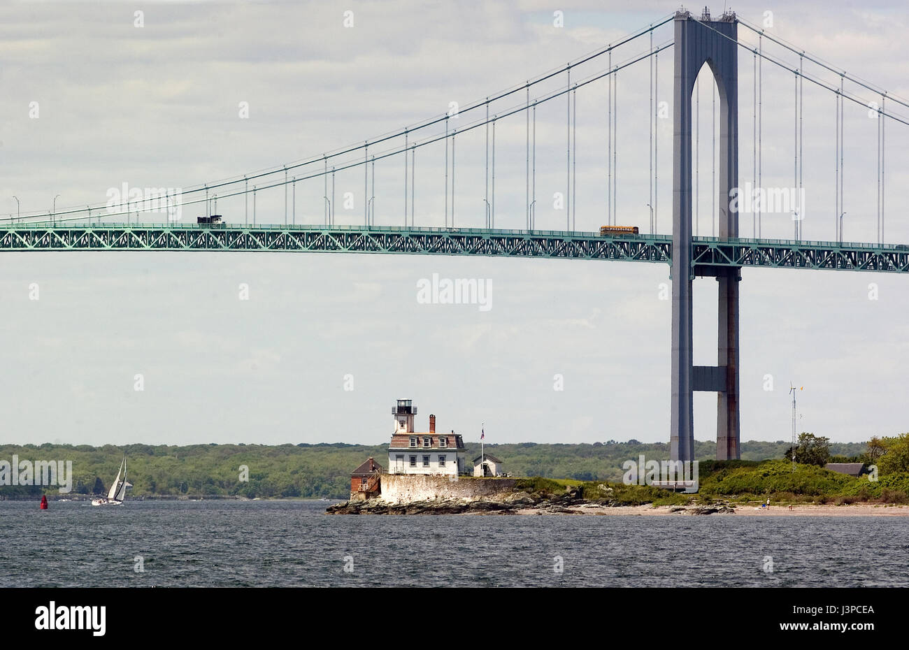 Il Clayborn Pell (Jamestown) Ponte di Rose e di luce dell'isola al largo di Newport, Rhode Island, STATI UNITI D'AMERICA Foto Stock