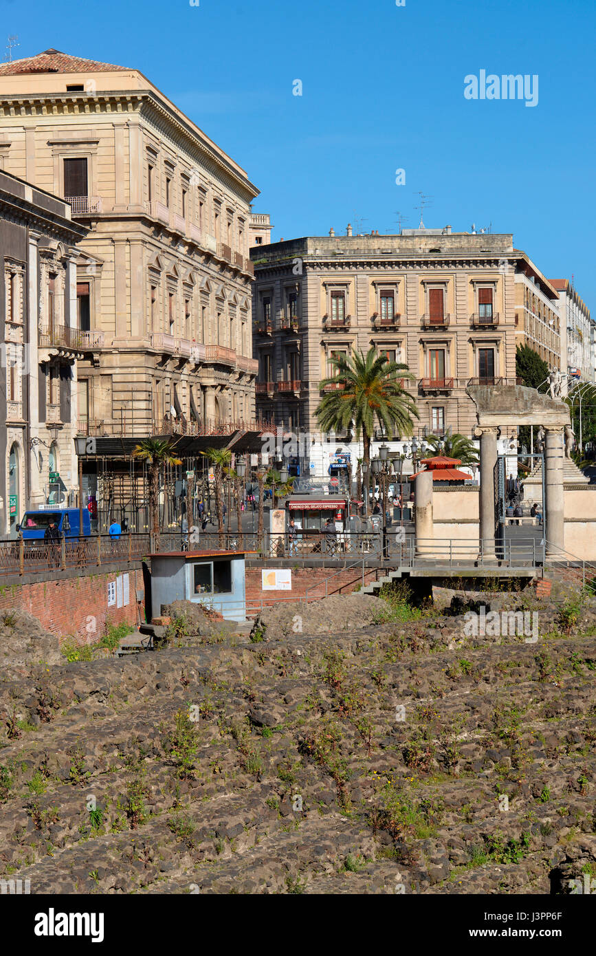 Anfiteatro romano, Piazza Stesicoro, Catania, Sizilien, Italien Foto Stock