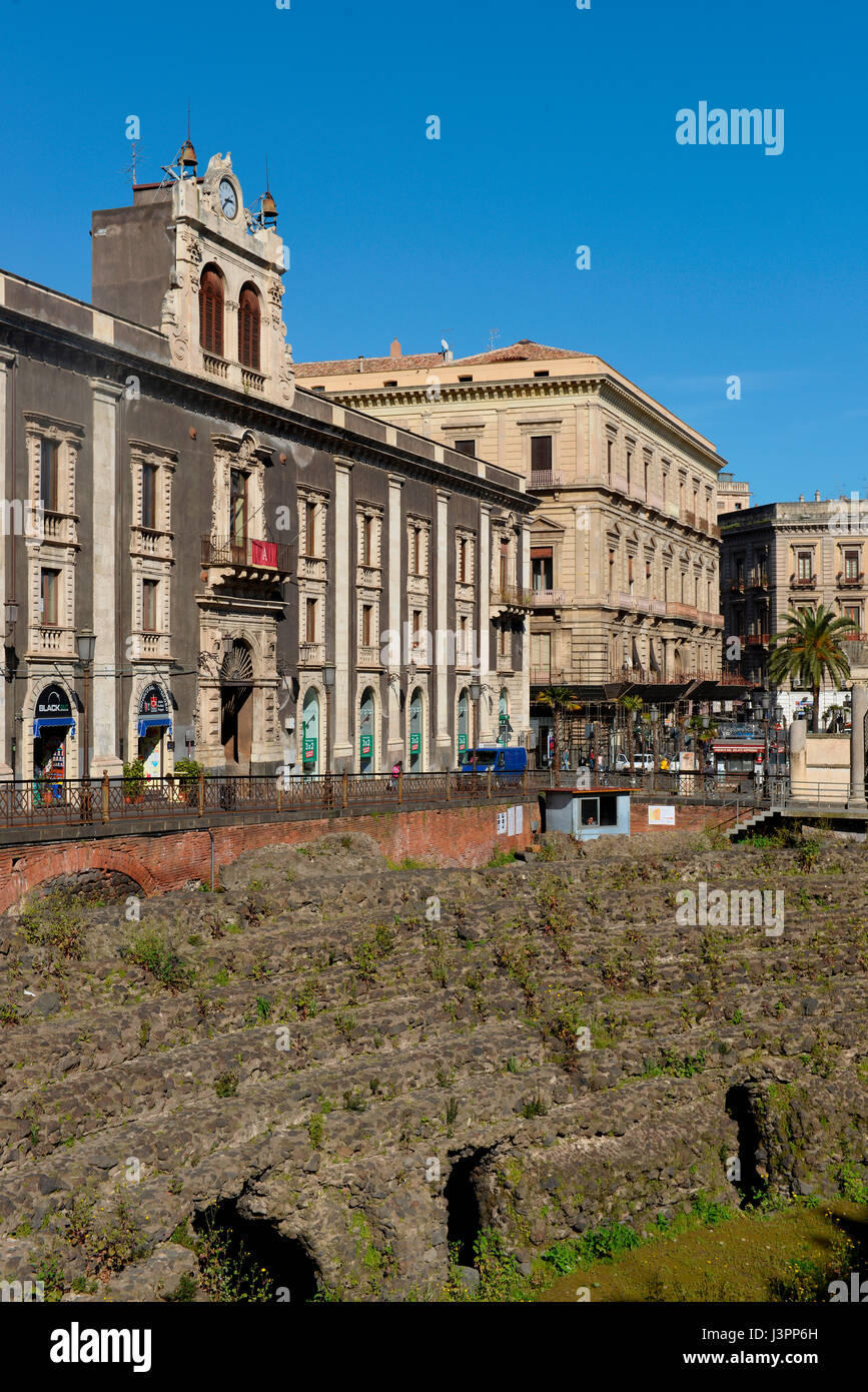 Anfiteatro romano, Piazza Stesicoro, Catania, Sizilien, Italien Foto Stock