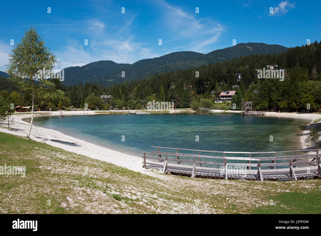 Il lago di Jasna, Kranjska Gora, Kronau, Savetal, Alta Carniola, Slovenia, Krainerberg Foto Stock