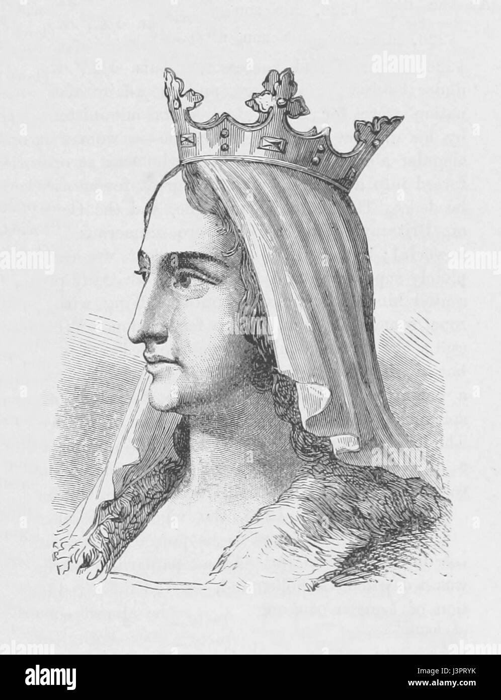 Incisione di Bianca di Castiglia. Bianca di Castiglia (1188 - 1252) fu regina di Francia dal matrimonio di Luigi VIII. Foto Stock