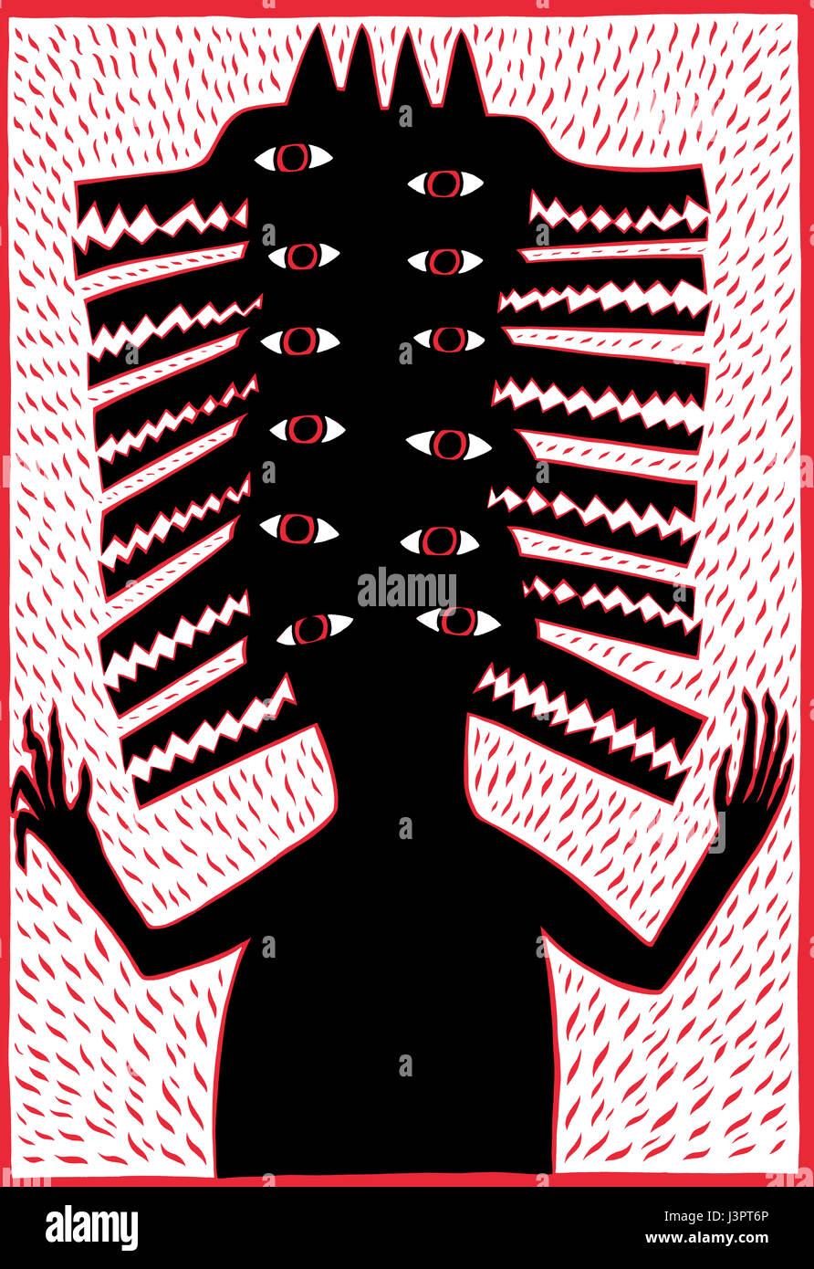 Il mio cane nero. Disegnato a mano illustrazione editoriale. Foto Stock