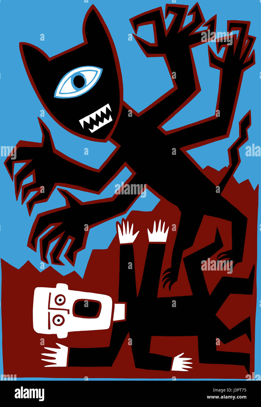 Ciao gattino. Disegnato a mano illustrazione editoriale. Foto Stock