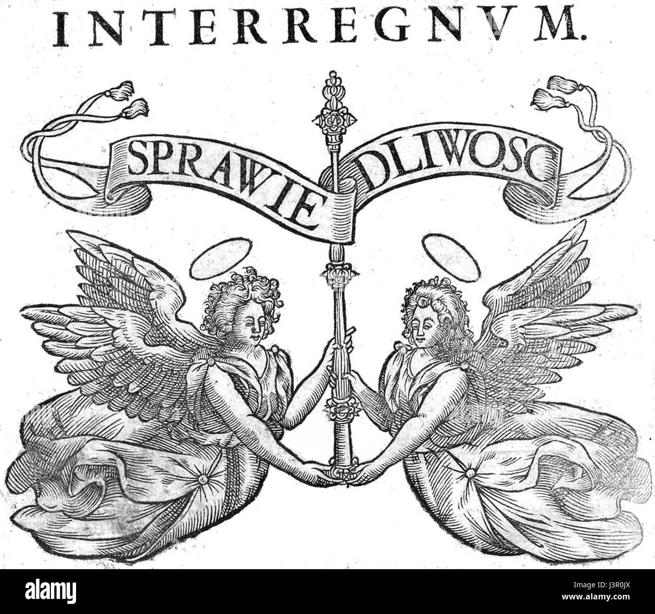Un interregno è un periodo di tempo durante il quale le normali funzioni governative sono sospese o interrotte. Questo termine è comunemente usato per riferirsi a un divario tra i regni di due governanti o a una rottura del potere politico, spesso dopo una rivoluzione o una crisi. Foto Stock