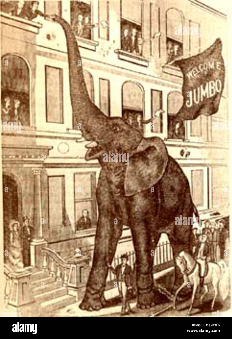 Jumbo è un riferimento a un famoso elefante da circo noto per le sue dimensioni e il ruolo nel circo Barnum & Bailey, celebrato per il suo significato storico nelle esibizioni animali. Foto Stock