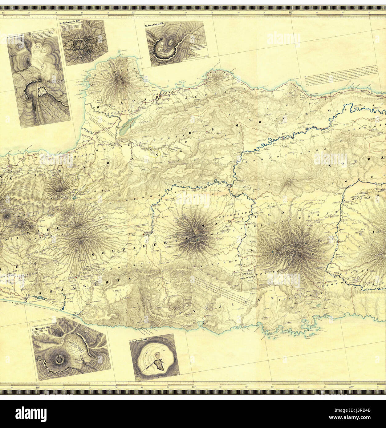 Java Junghuhns Karte Drittes Blatt Foto Stock