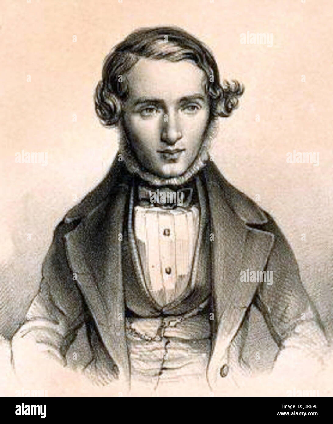 Jakob Rosenhain (1813â€“1894) è stato un pianista e compositore tedesco-ebreo di Mannheim. Studiò pianoforte con Jakob Schmitt e composizione con Jan VÃ¡clav Kalivoda e Franz Xaver Schnyder von Wartensee. Da giovane si esibì con NiccolÃ² Paganini. Nel 1834, la sua opera "Der Besuch im Irrenhaus" debuttò a Francoforte. Rosenhain girò l'Europa, collaborò con compositori come Luigi Cherubini e Gioachino Rossini, e fu elogiato da Felix Mendelssohn. Trascorse i suoi ultimi anni a Baden-Baden, dove morì. Foto Stock