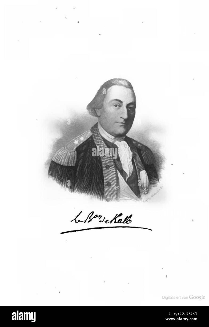 Johann von Kalb era un soldato tedesco che servì nella guerra d'indipendenza americana, in particolare come maggiore generale dell'Esercito continentale. È ricordato per i suoi contributi alla lotta americana per l'indipendenza. Foto Stock