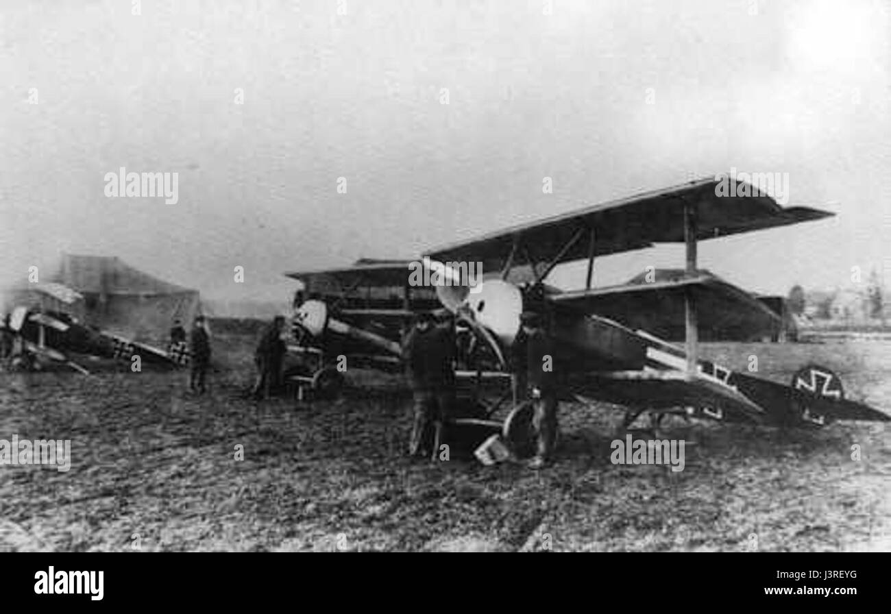 La Jasta 12 era uno squadrone di caccia tedesco durante la prima guerra mondiale, noto per il suo combattimento aereo e la sua partecipazione a grandi battaglie. Divenne famosa per i suoi abili piloti e per il suo ruolo nella guerra aerea. Foto Stock