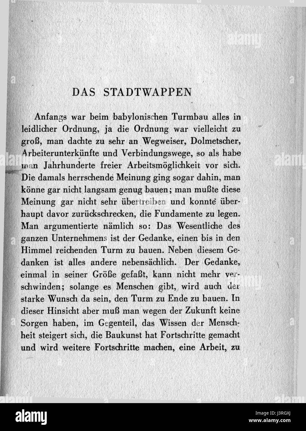 "DAS Stadtwappen" di Franz Kafka è un'esplorazione letteraria del simbolismo dietro gli emblemi della città. Kafka riflette sulla natura dell'identità e delle strutture sociali attraverso la lente dei simboli urbani, offrendo approfondimenti approfonditi sulla vita cittadina. Foto Stock