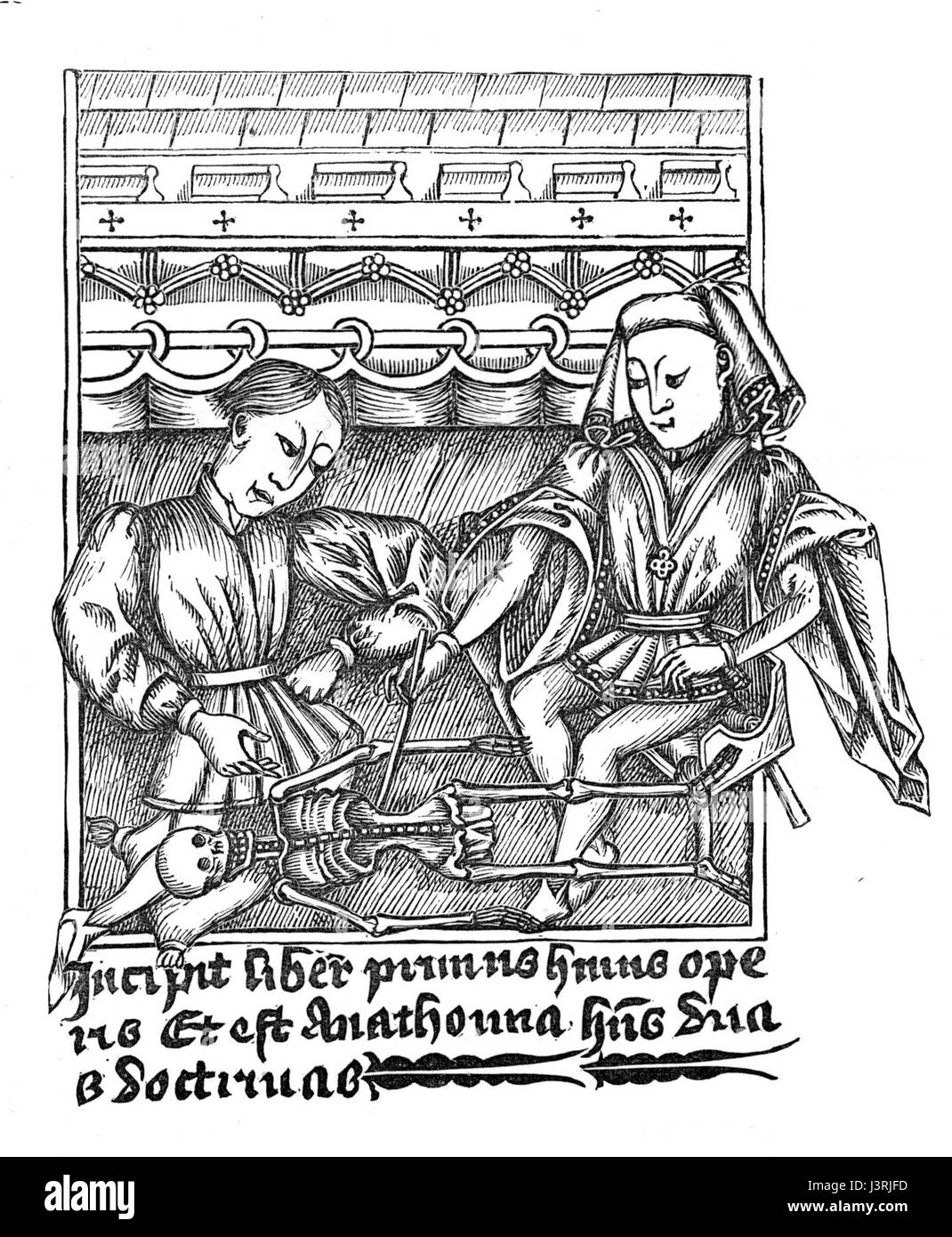 Illustrazione di un quattordicesimo secolo MS in sulla chirurgia nella biblioteca della città di Bristol Foto Stock
