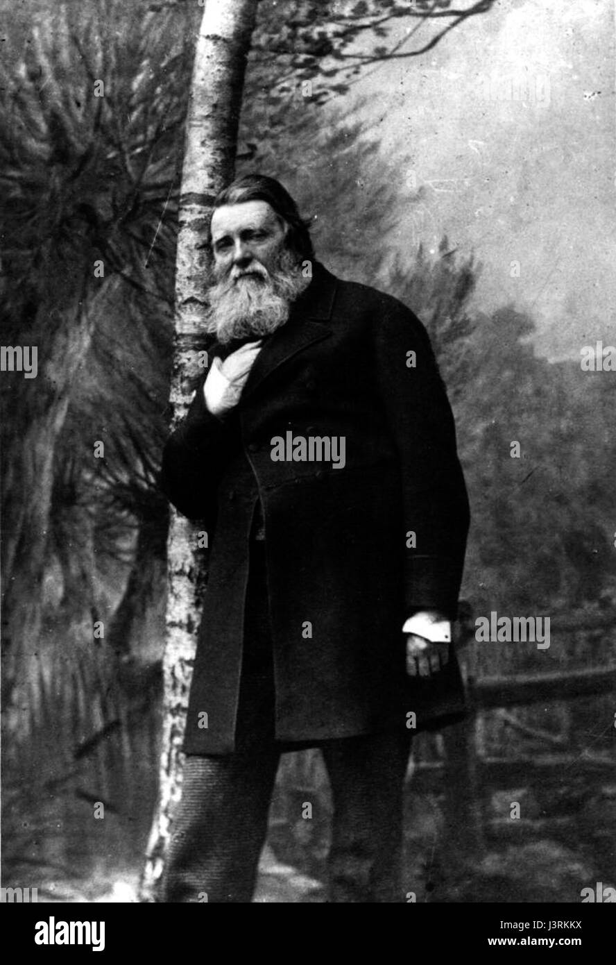 Un ritratto di John Ruskin, l'influente critico d'arte inglese, e pensatore sociale, catturato da Herbert Rose Barraud. L'immagine raffigura Ruskin in piedi, in pieno, che riflette il suo ruolo di primo piano nell'arte e nella società del XIX secolo. Foto Stock