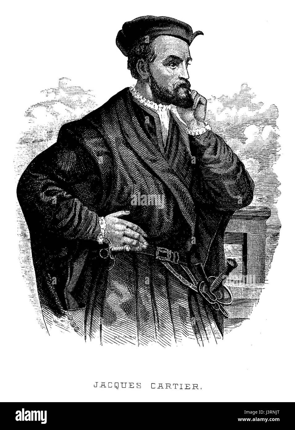 Jacques Cartier era un esploratore francese noto per i suoi viaggi in Canada nel XVI secolo. È accreditato per aver rivendicato la terra per la Francia ed è una figura significativa nell'esplorazione del Nord America. Foto Stock