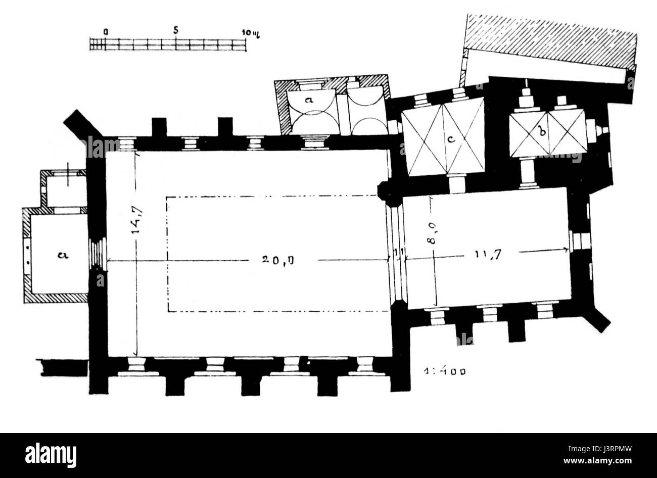 Il "piano Ilawa kosciola Przemienienia Panskiego Heise" si riferisce al piano architettonico della Chiesa della Trasfigurazione di Ilawa, progettato dall'architetto Heise. La chiesa è un notevole esempio di architettura religiosa in Polonia. Foto Stock