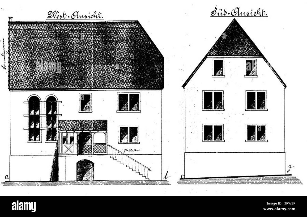 La sinagoga di Karbach, un importante luogo di culto ebraico, riflette il patrimonio culturale e architettonico della comunità ebraica di Karbach. Foto Stock