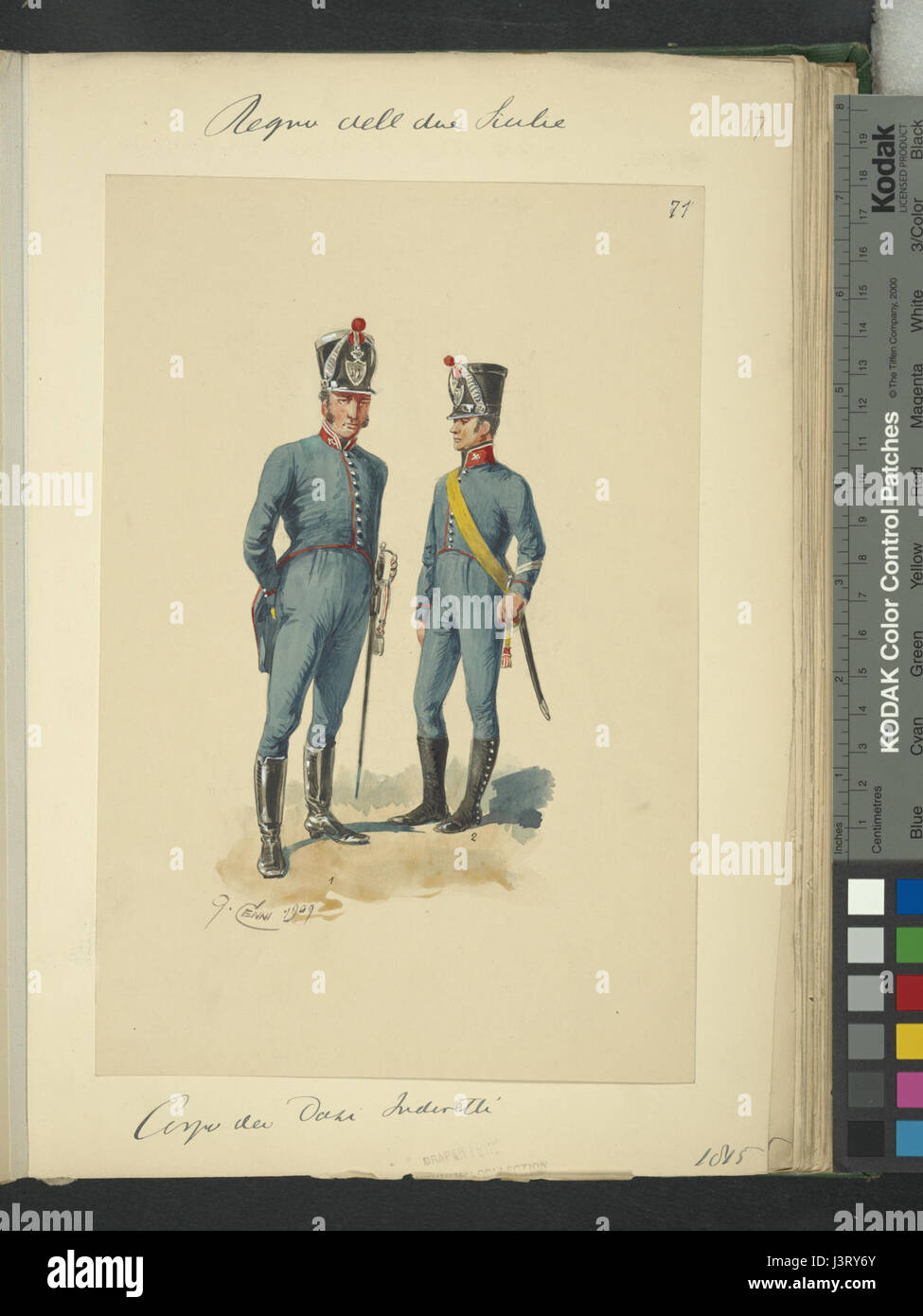Questo documento storico fornisce una visione del Regno delle due Sicilie nel 1815, illustrando il paesaggio politico e sociale dell'Italia meridionale dopo l'era napoleonica. Essa mette in evidenza aspetti chiave della governance e del patrimonio culturale della regione. Foto Stock