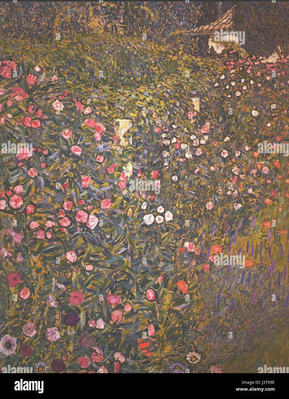 Questo si riferisce a un'opera d'arte o a una raffigurazione di Gustav Klimt intitolata "Italienische Gartenlandschaft", che si traduce in "paesaggio giardino italiano". Riflette lo stile di Klimt, concentrandosi sui paesaggi naturali e sugli elementi decorativi vivaci. Foto Stock