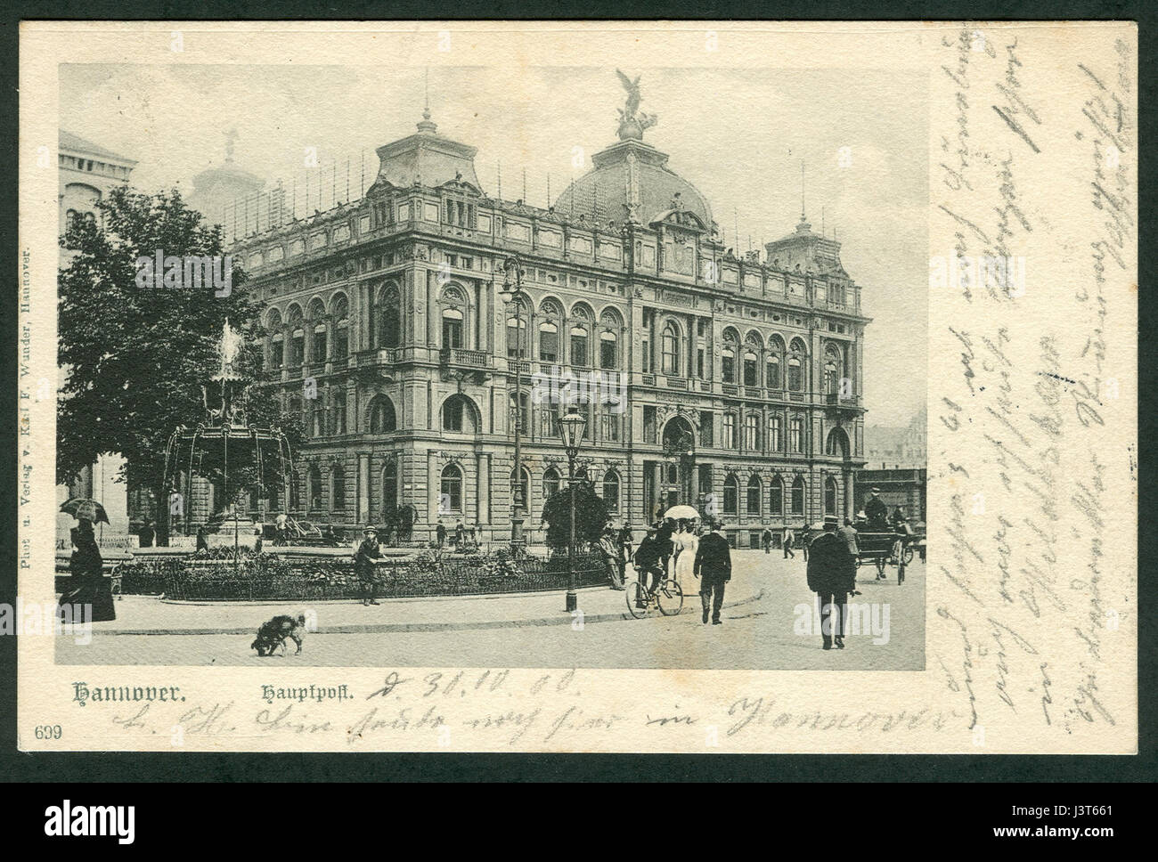 Questo si riferisce a un'immagine o un'illustrazione dell'ufficio postale principale (Hauptpostamt) di Hannover, Germania, creato da Karl F. Wunder. L'immagine cattura le caratteristiche architettoniche dell'edificio. Foto Stock