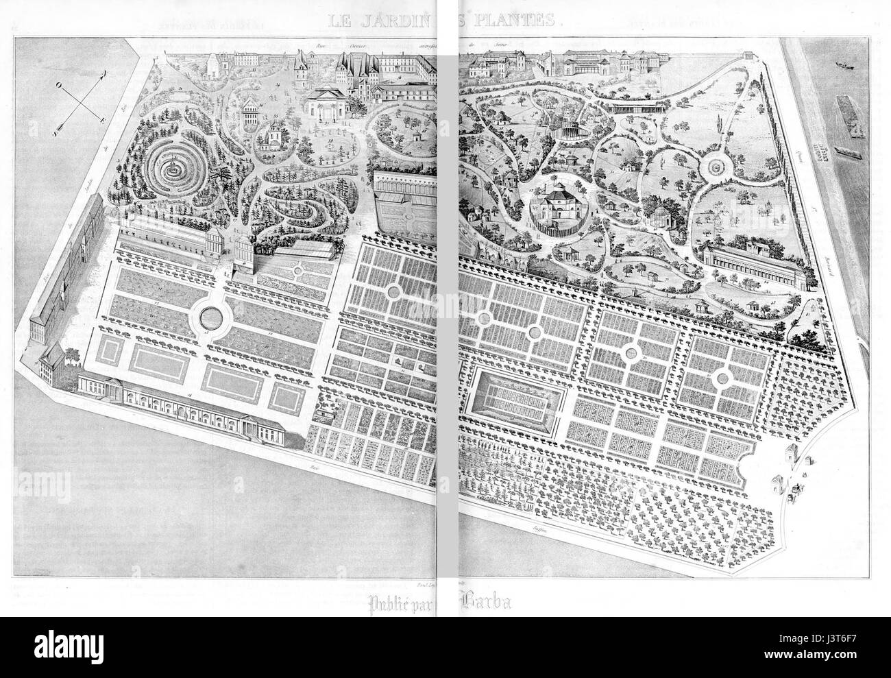 Il Jardin des Plantes di Parigi, fondato nel 1626, è uno storico giardino botanico. Nel 1851, presentava importanti collezioni di piante ed era un centro chiave per la ricerca botanica e l'educazione in Francia. Foto Stock
