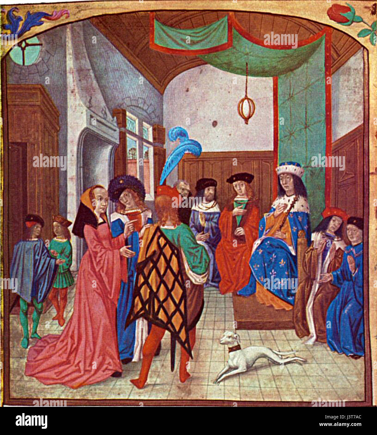 Un ritratto storico di Giovanna d'Arco, l'eroina francese che guidò le forze francesi alle vittorie durante la guerra dei cento yearsÂ, oggi considerata martire e santa. Foto Stock