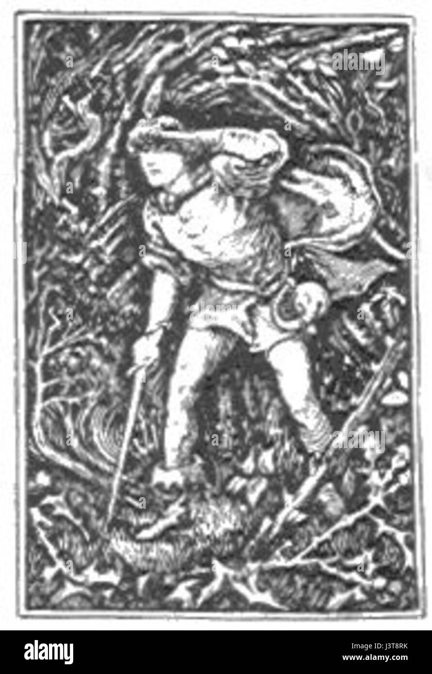 L'illustrazione di "la bella addormentata nel bosco" raffigura l'iconico momento fiabesco in cui la principessa è intrappolata in un sonno profondo, circondata da una foresta magica. La scena enfatizza l'atmosfera mistica della fiaba, con una vegetazione lussureggiante e un senso di incanto che cattura le qualità magiche e oniriche della storia. Foto Stock
