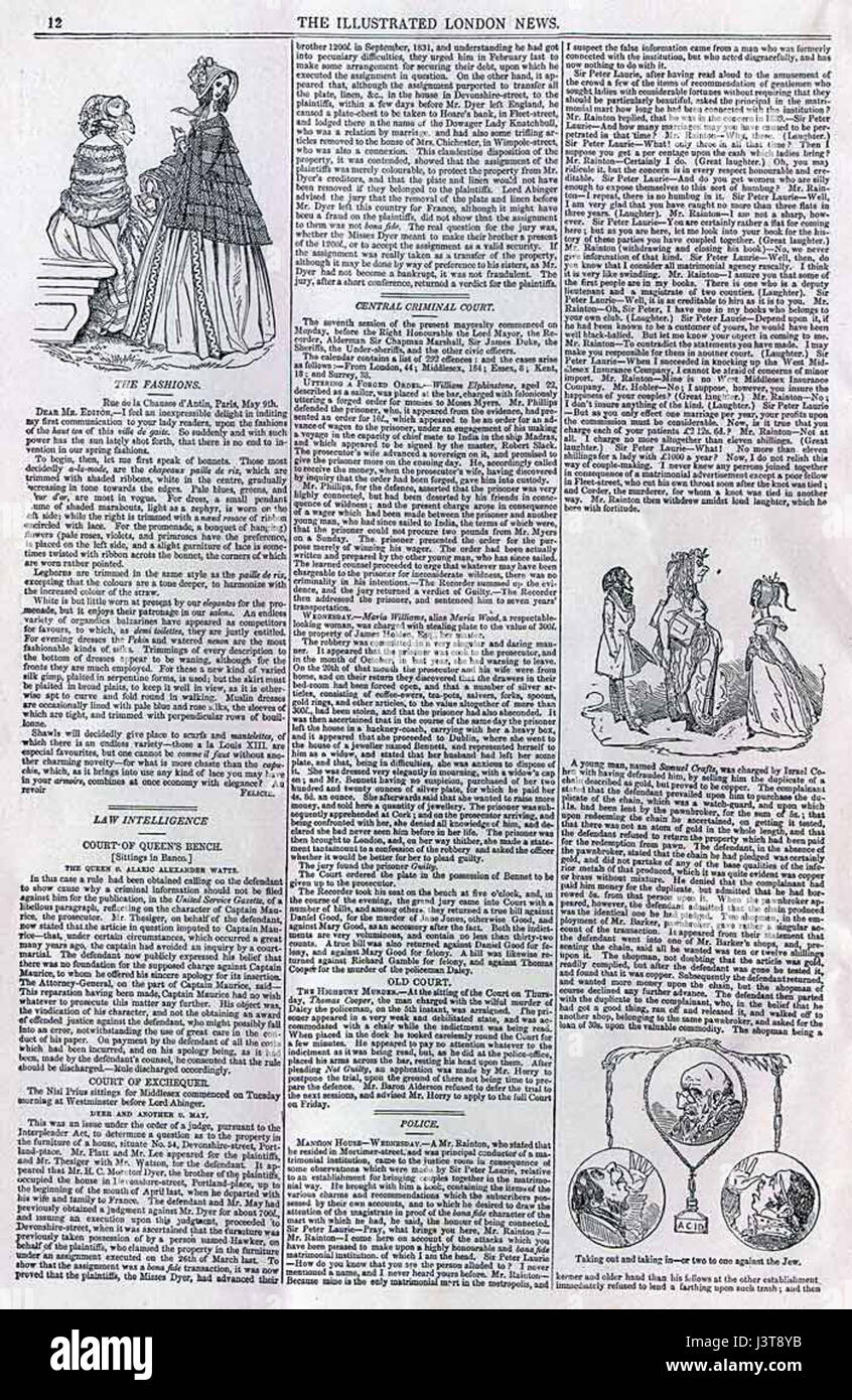 Illustrated London News pagina 12 prima edizione Foto Stock