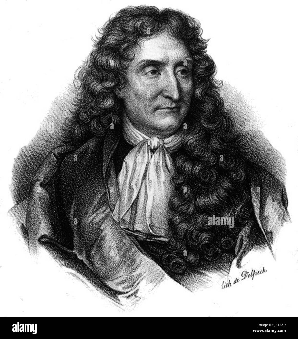 Jean de la Fontaine è stato un famoso fabulista e poeta francese, meglio conosciuto per la sua collezione di favole. Le sue opere spesso presentavano animali con tratti umani e insegnavano lezioni morali, contribuendo in modo significativo alla letteratura francese durante il XVII secolo. Foto Stock