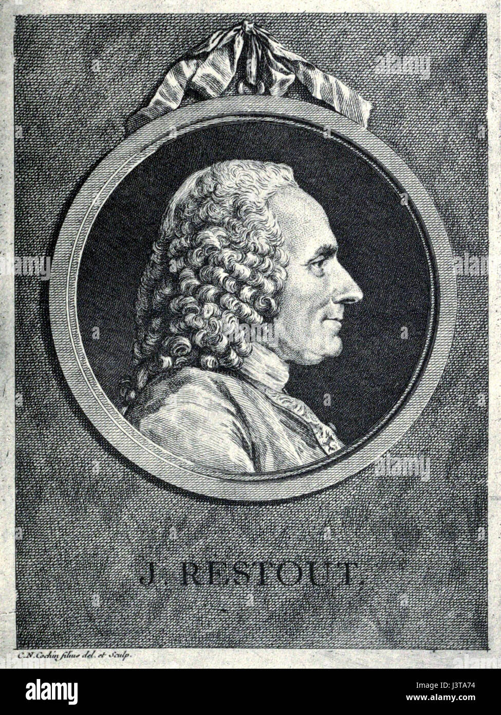 Uno studio o ritratto di Jacques Restout, un pittore francese, incentrato sul suo contributo all'arte barocca francese e alle sue opere religiose e storiche. Foto Stock