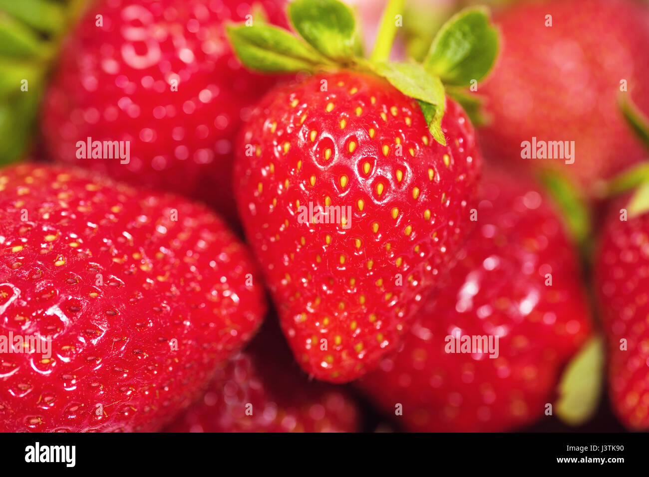 Fresche e mature fragola perfetto - cibo sullo sfondo del telaio Foto Stock